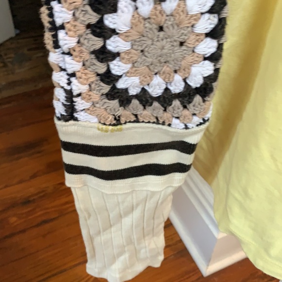 We the free mixed media long sleeve tee with‎ crochet arms top. Retail 198. NWOT - Picture 4 of 5